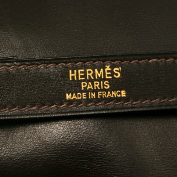 Authentic VINTAGE HERMES DARK BROWN LEATHER TRIM II BAG - Picture 8 of 9